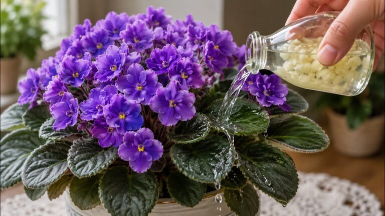 Slechts één lepel is genoeg! De viooltje zonder bloemen bloeide plotseling overvloedig.
