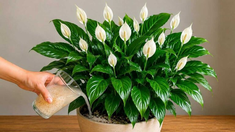Eén kopje per week! De lepelplant bloeit het hele jaar door voortdurend.