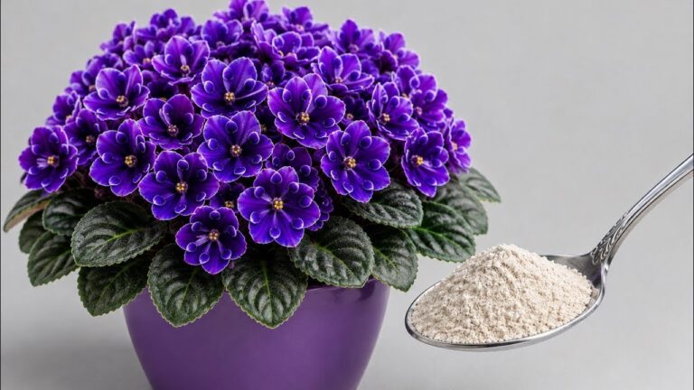 Doe een lepel water onder een viooltje dat niet bloeit! Het viooltje zal uitbundig bloeien