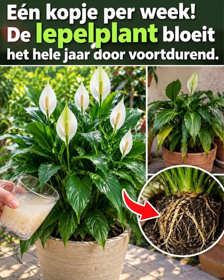 Eén kopje per week! De lepelplant bloeit het hele jaar door voortdurend.