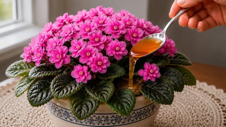 Slechts één lepel is genoeg! Zelfs een viooltje zonder bloemen zal plotseling overvloedig bloeien